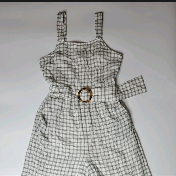 AMERICAN EAGLE White and Black Checkered Jumpsuit - Picture 4 of 8
